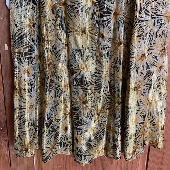 The Kooples Paris gold metallic floral print flared midi skirt - Picture 5 of 11